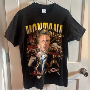 Vintage - Salem 1995 Joe Montana Magic Career Black T-shirt
49ers / KC Chiefs